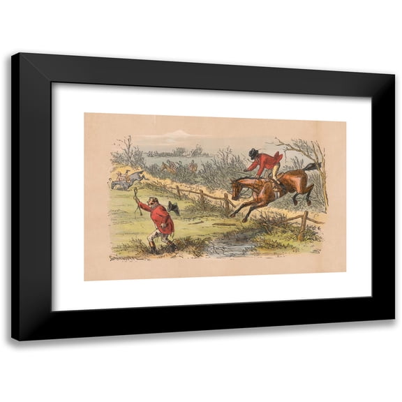 Hablot Knight Browne 14x11 Black Modern Framed Museum Art Print Titled - Fox-Hunting Sketches; No. 9. the Fences Are Very Blind Just Now - and the Riders Too, Occasionally