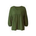 thumbnail image 1 of Sunloudy - Camiseta de verano con cuello en V para mujer, casual, manga larga, color sólido, túnica holgada Sunloudy  moda, 1 of 10