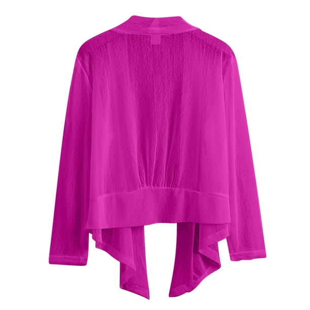 Bocqde Women's Bolero Sheer Shrugs Summer Solid Casual Long Sleeve