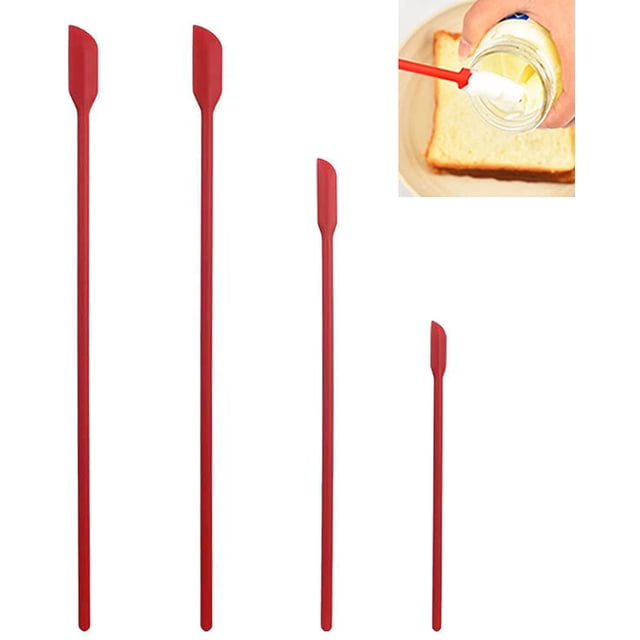 Mini Silicone Spatula Set- Small Rubber Spatula For Makeup- Thin Jar Scraper For Kitchen(4 Pack)