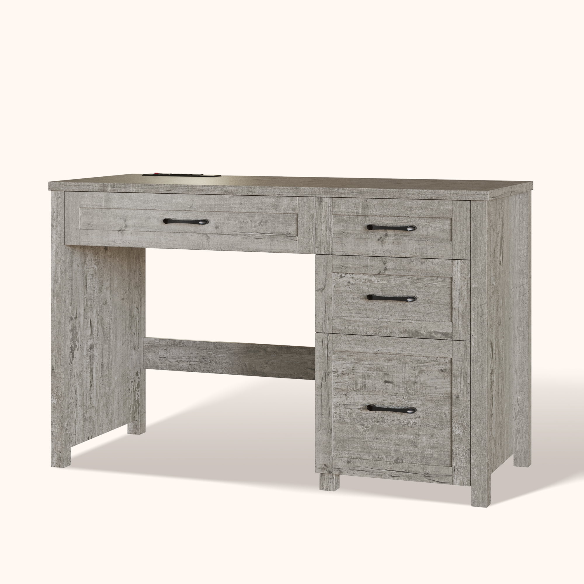 Conate 47" Executive Desk with File Cabinet and Drawers, Home Office Desk with Charging Station and Large Drawer, Workstation Table for Study