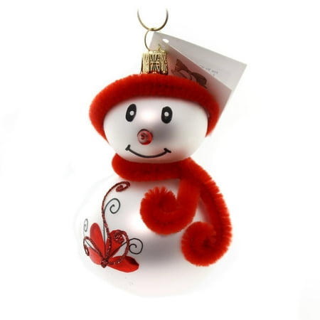 Snowman Ornament Collection - Golden Bell Collection SNOWMAN WITH RED HAT Glass Ornament Frosty Sn703