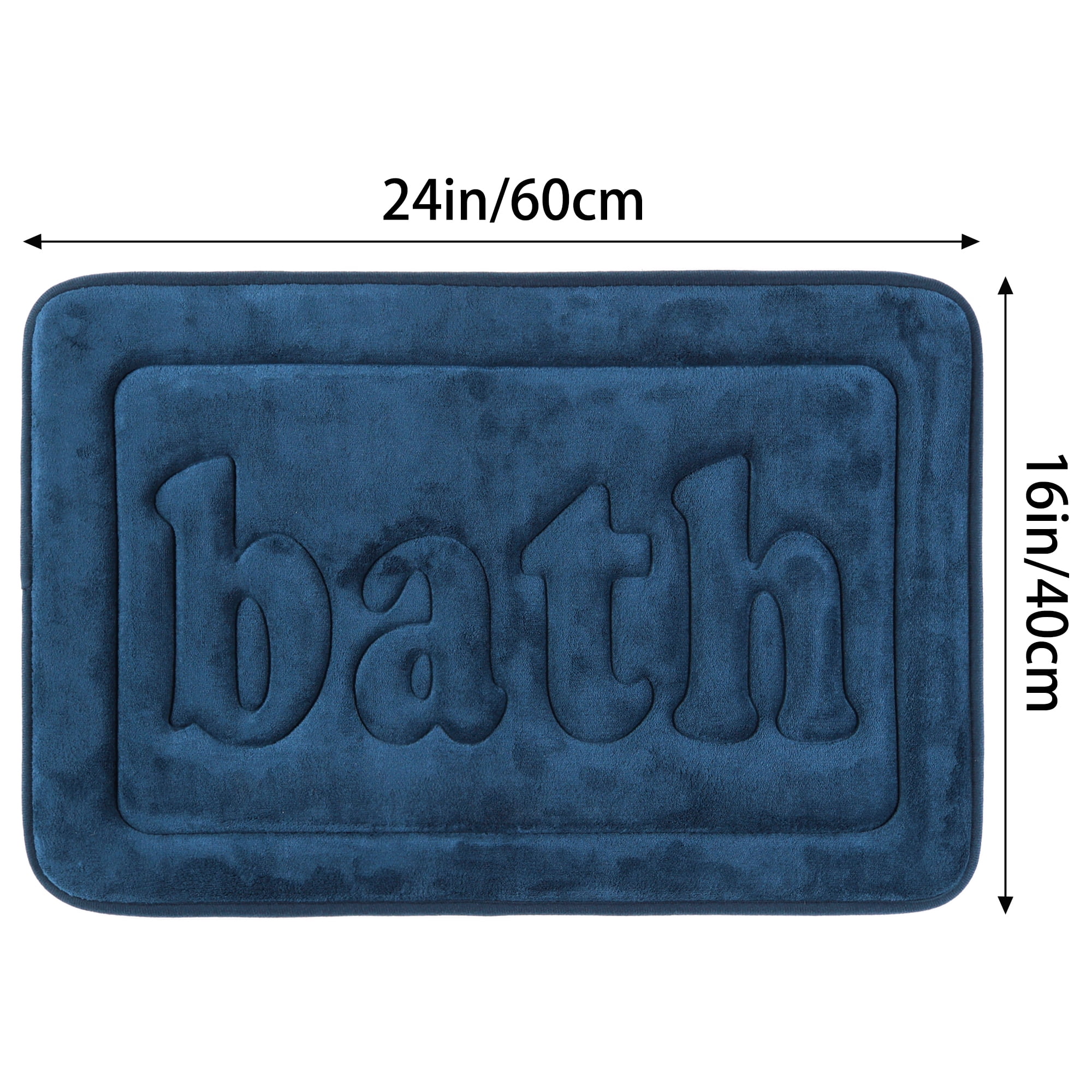 Unique Bargains Memory Foam Absorbent Quick Dry Bathroom Rugs Non Skid Bottom Bath Mat Dark Blue 16"x24"