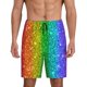 thumbnail image 1 of Balery Glitter Rainbow Pantalones cortos de pijama de punto de algodón para hombre con cinturilla y bolsillos-Small, 1 of 6