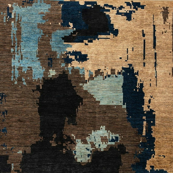 Ahgly Company Indoor Square Abstract Dark Almond Brown Abstract Area Rugs, 8' Square