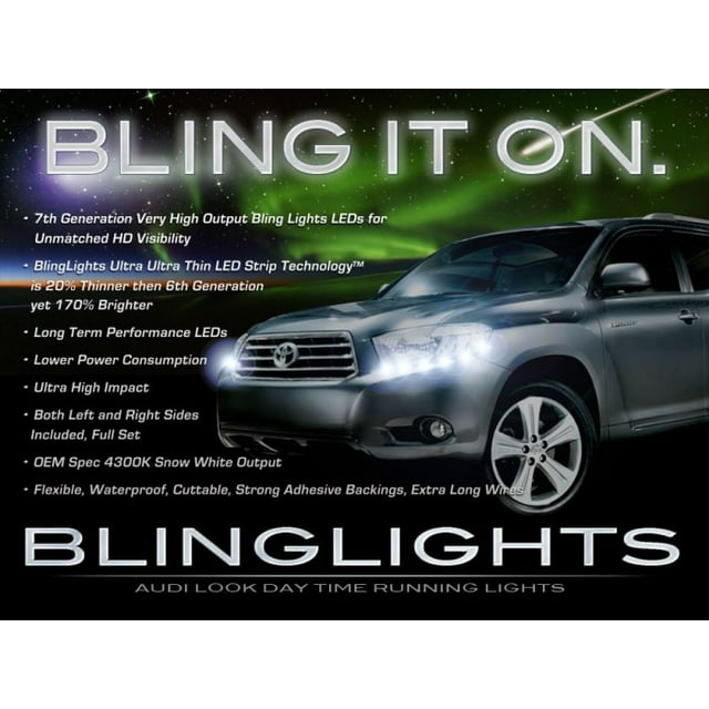 For 2008 2009 2010 Toyota Highlander LED Strip Day Time Running Lights Head Lamps Headlamp Headlight DRL