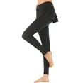 thumbnail image 3 of WLJ Women Solid Color Mid-Waist Two-In-One Back Skirt Yoga Leggings, 3 of 8