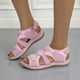 thumbnail image 5 of Sandalias de cuña romana europeas y americanas con punta redonda y velcro, estilo retro, de gran tamaño, para playa, de color liso, para mujer, 5 of 6