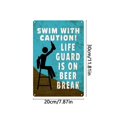 thumbnail image 2 of Swim At Your Own Risk Pool Sign Vintage for Swimming Pool Beach Decor Safety, 2 of 7