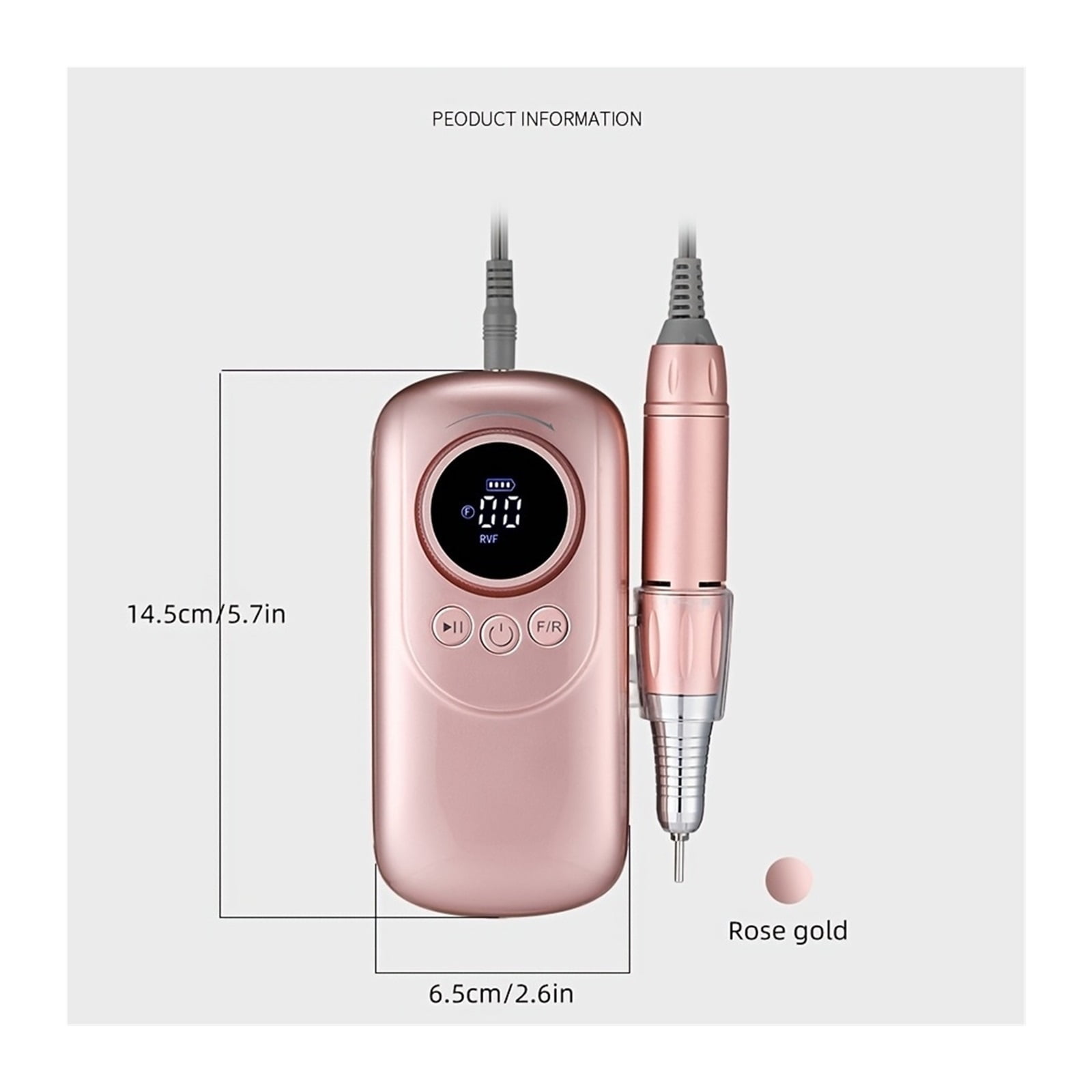 Rechargeable Professional Electric Nail Drill 35000 RPM, 11 Bits & Sanding Bands For Acrylic Gel Nails Manicure & Pedicure Pol, 1 Piece Set ,Low Noise