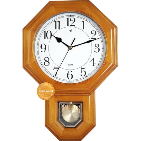 Traditional Schoolhouse Solid Pendulum Wall Clock Chimes Hourly with Westminster Melody Chime ( w/Westminster Chime) Taiwan