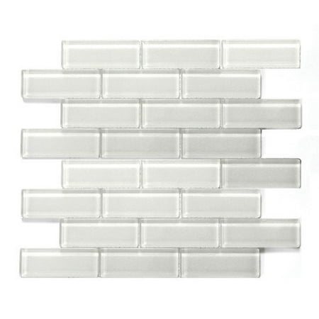Solistone Mardi Gras 12 in. x 12 in. La Salle Polished White Glass Mosaic Wall Tile, Case of 10