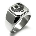 thumbnail image 1 of Stainless Steel Scarab Beetle Sacred Sun Engraved Square Flat Top Biker Style Polished Signet Ring, 1 of 1