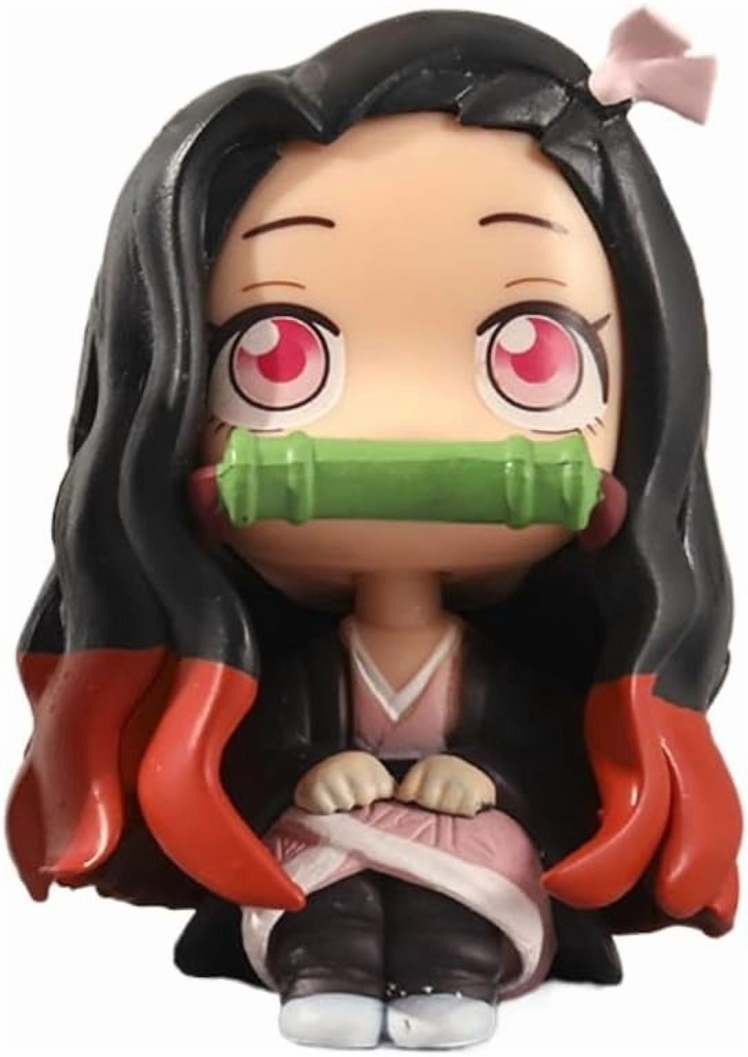 Kamado Tanjirou Figure Kamado Nezuko‌‌ Figure Q Version Sitting Look Up Anime Figures 10cm/3.9inch Character Statue Model Ornament Gifts