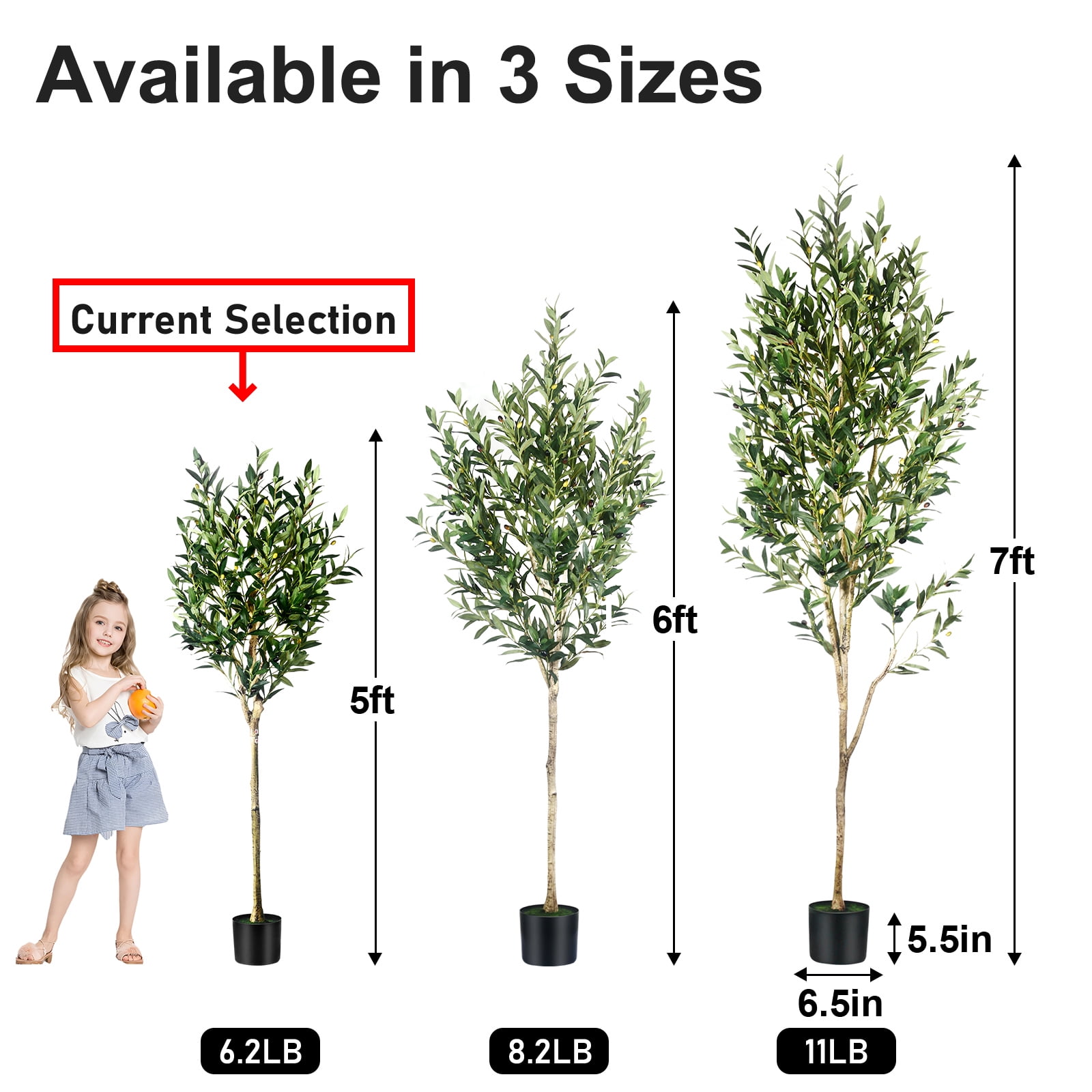 5 ft Artificial Olive Plants with Realistic Leaves and Natural Trunk, Silk Fake Potted Tree with Wood Branches and Fruits for Office Home Decor