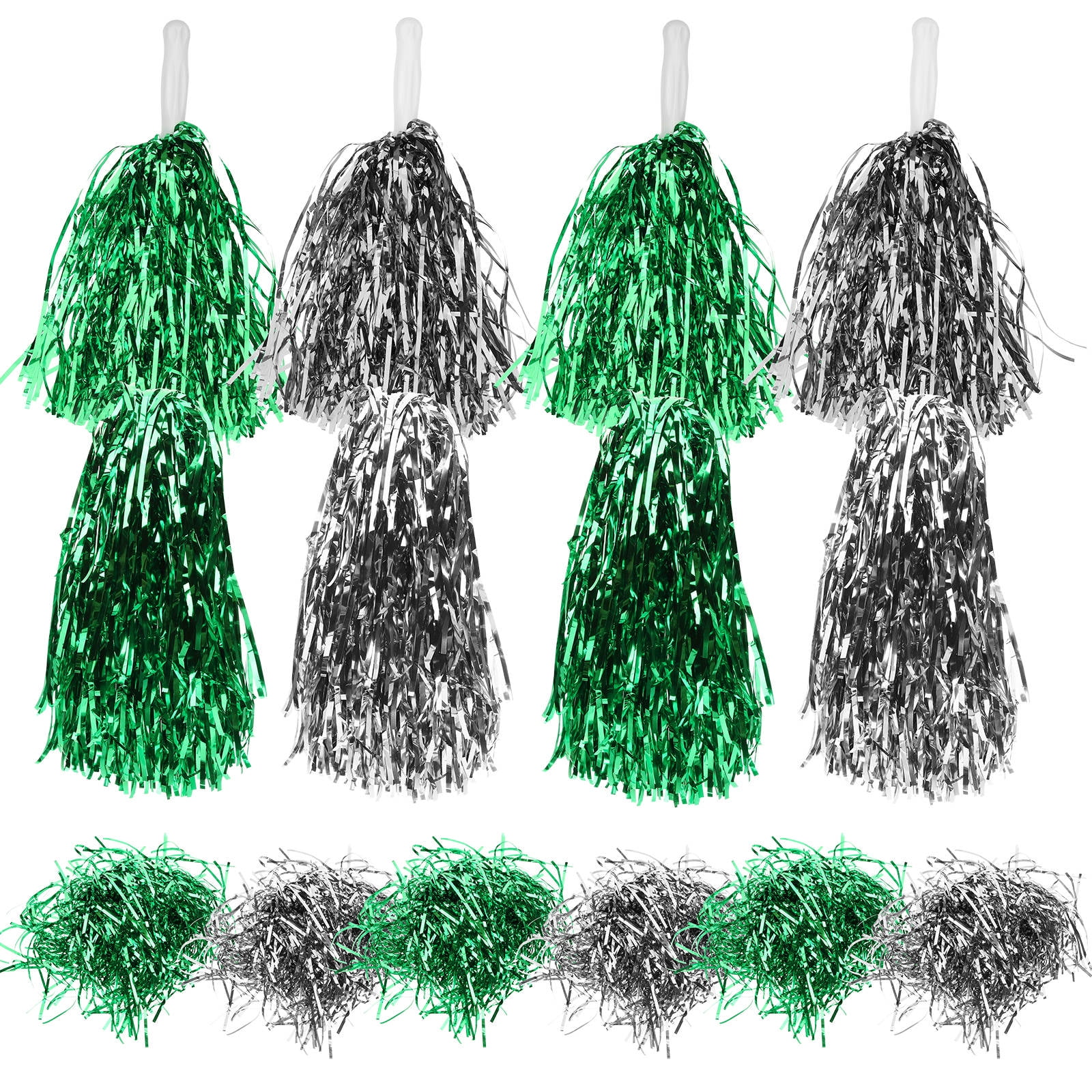 HOOWIFFY 24 Pcs PET Cheerleader Pom Poms with Handle, Assorted Colors for School Spirit, Dance, and Sports Events