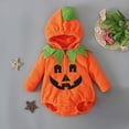 thumbnail image 5 of MEZZALL Baby Onesie Halloween Pumpkin Design Hooded Long Sleeve Toddler Zipper Bodysuits Cute Fall Winter Clothes, 5 of 6