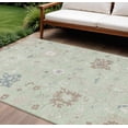thumbnail image 2 of HomeRoots 622927 10 x 14 ft. Artichoke Green, Ivory & Brown Floral Washable Transitional Indoor & Outdoor Rectangle Area Rug, 2 of 9