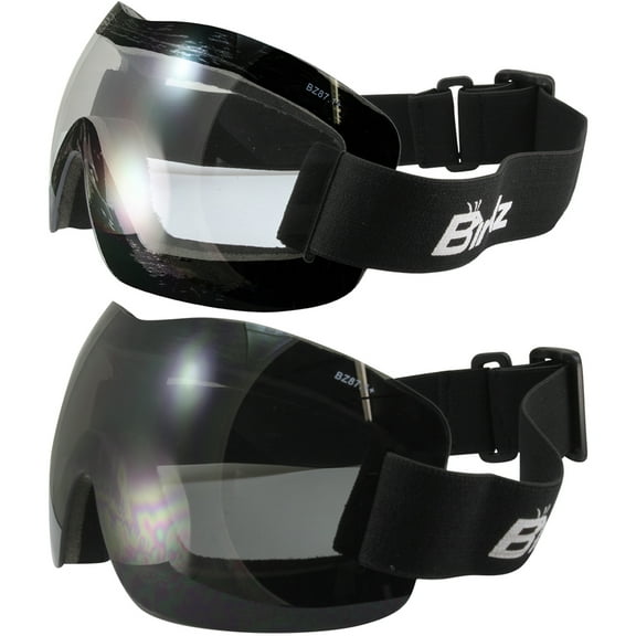 Birdz Eyewear Starling Skydiving Motorcycle Goggles Frameless 2 Pairs Clear & Smoke Lenses