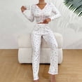 thumbnail image 6 of Womens 2 Piece Floral Print Pajama Set V Neck Button Front Long Sleeve Comfort Trim, 6 of 8