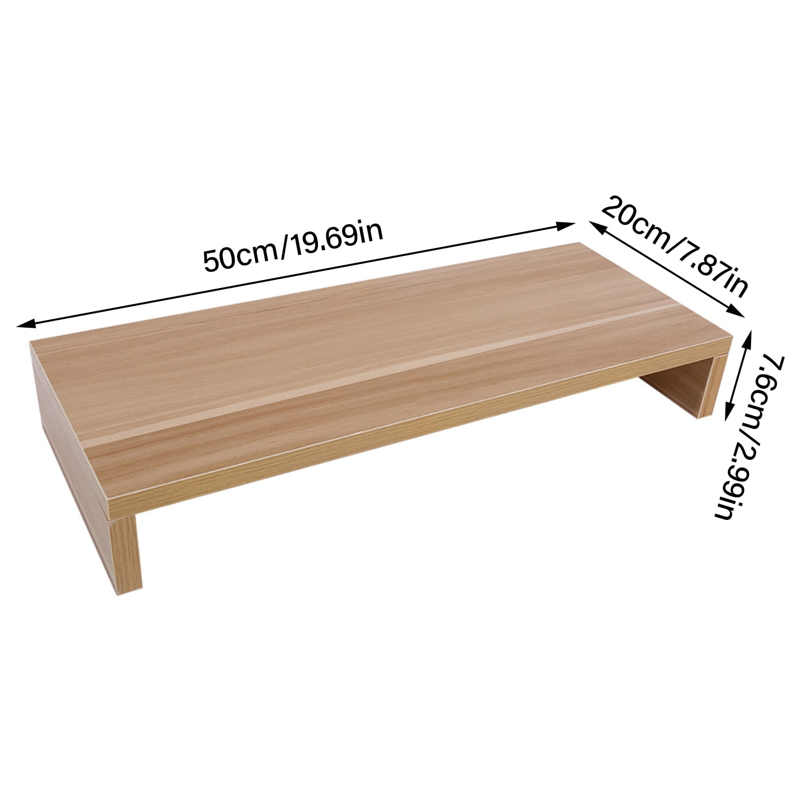 Yajisi Wooden Monitor Stand LED LCD Computer Riser Desktop Organizer Display Shelf Space Saving Design Ergonomic Viewing Height For Home Office Setup, Wooden Color (19.68 inches / 50 cm)