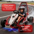 thumbnail image 4 of 24V 8.5 MPH Electric Go Kart for Kids, 400W Powerful Drift Kart w/ Front EVA Wheel & Metal Frame, Ride on Toy w/ Music & Lights, Suspension, 2 Speed, 5 Point Harness, Crazy Cart for Ages 6+, Red, 4 of 8
