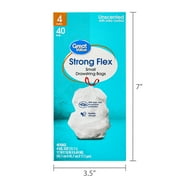 Great Value 4 Gallon Strong Flex Small Drawstring Garbage Bags, 40 Bags