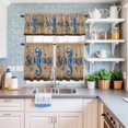 thumbnail image 6 of Kitchen Window Curtains Valance and Tier Set, Retro Oceans Seahorses Rod Pocket Tier Curtain Valance Set, Compass Sailing Boat Light Filtering Cafe Curtains for Bedroom Living Room, 6 of 9