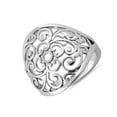 thumbnail image 2 of 925 Sterling Silver Oxidized Platinum Plated Filigree Flower Caged Women Valentines Day Gifts Ring, 2 of 4