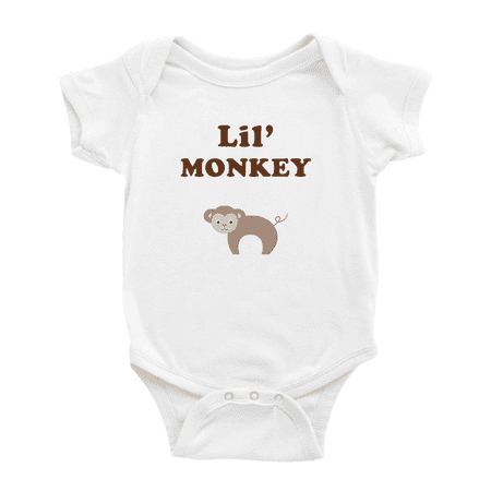 

Cute Baby Jumpsuit Lil Monkey Animal Funny Boy & Gril Newborn Clothes Outfits (White 18-24 Months)