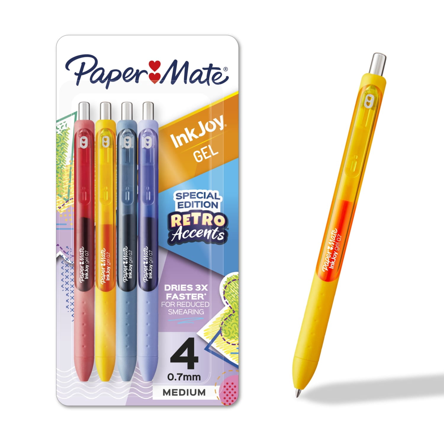 筆記具 joy Paper Mate, Gel Pens, Tropical Vacation Colors, 4 ct, Medium 0.7mm