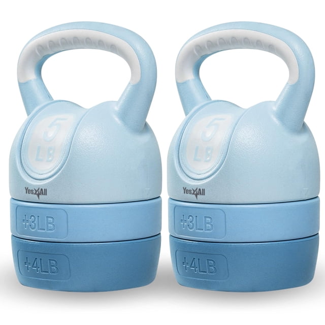 Par de kettlebells ajustables Yes4All de 5 a 12 lb, color verde azulado