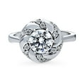 thumbnail image 2 of BERRICLE Sterling Silver Woven Cubic Zirconia CZ Wreath Fashion Ring for Women, Rhodium Plated Size 7.5, 2 of 9