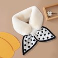 thumbnail image 3 of Women Scarf Dot Pattern Fish Tail Fluffy Patchwork Scarf Faux Rabbit Fur Windproof Neck Warmer for Outdoor, 3 of 8