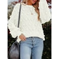 thumbnail image 4 of Liacowi Women Knit Sweater Long Sleeve Crew Neck Solid Pullover Warm Sweater with Balls for Fall Winter, 4 of 6