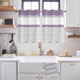 thumbnail image 2 of Purple Grey Kitchen Curtains Short 54 Inch Length, Chic Garden Floral Stripe Aesthetic Flower Grommet Top Bedroom Living Room Curtains, Light Filtering Cafe Curtain Drapes 2 Panels Set 84''x54'', 2 of 9