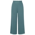 thumbnail image 5 of Arlun Casual Wide Leg Palazzo Pants for Women Loose Fit Straight Leg Trousers with Pockets Lace Elastic High Waisted Pleated Trim Detail Comfortable Flowy Bottoms Blue M, 5 of 5