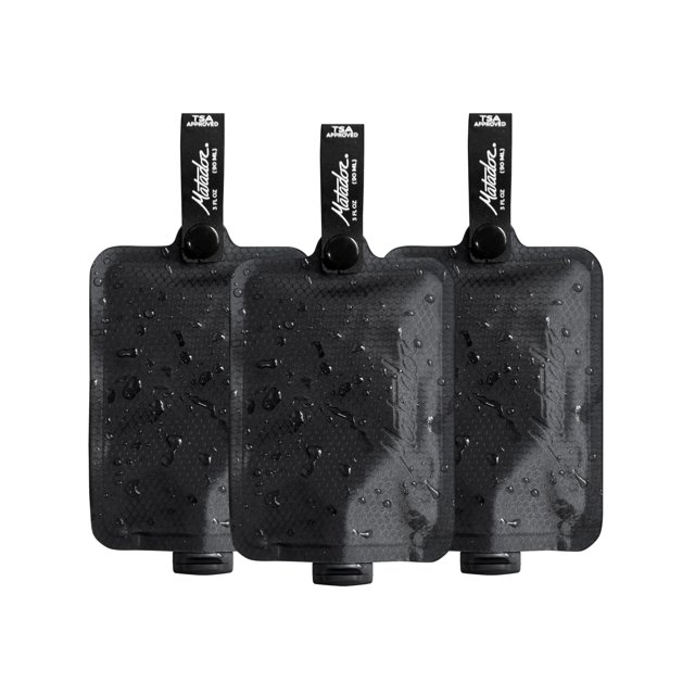Botellas de aseo Matador, paquete de 3, 90 ml, con bolsa recargable