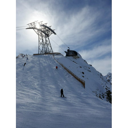 Canvas Print Peak Mountain Sport People Ski Sun Top Snowboard Stretched Canvas 10 x