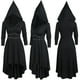 thumbnail image 2 of Vestido largo de manga larga cruzado gótico con cordones y capucha para mujer de talla grande Fridja  yut6693, 2 of 7