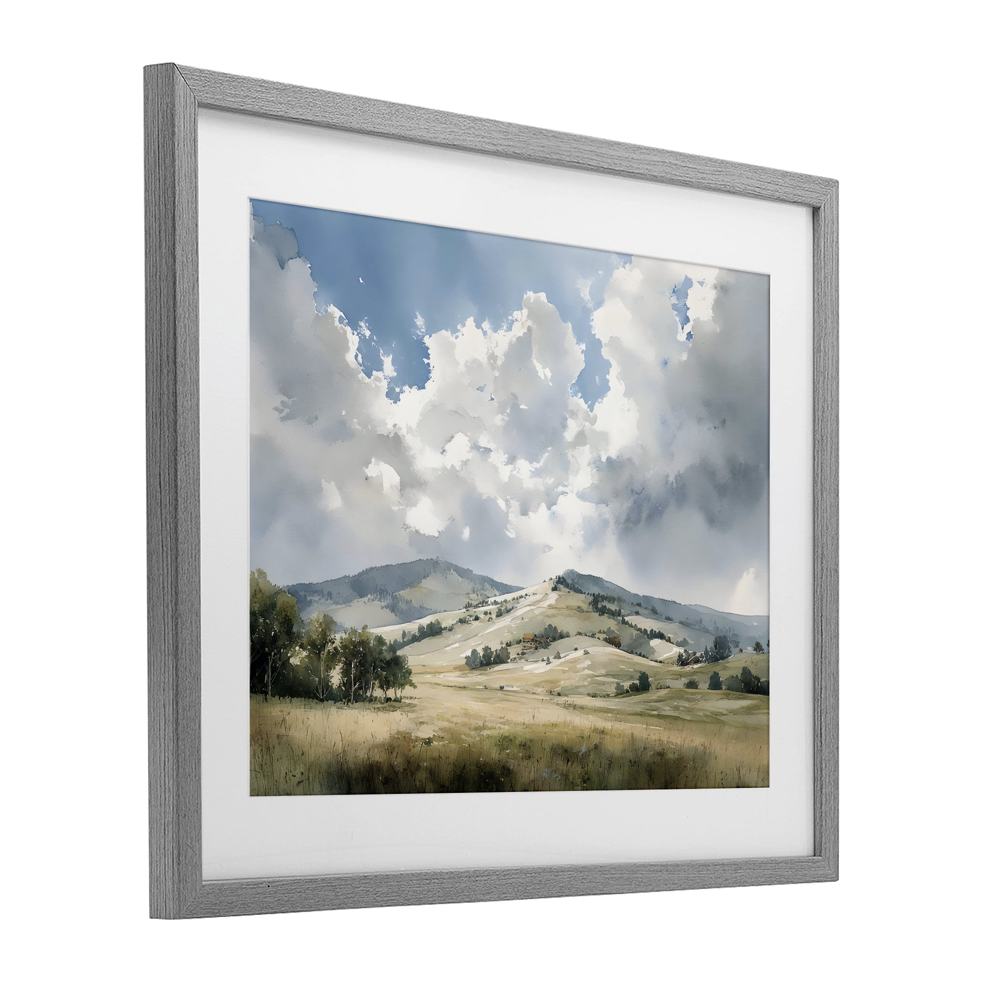 Stupell Industries Tranquil Hills Meadow Gray Framed Print Under Glass, design by Franklyn Gregory