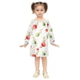 thumbnail image 2 of Girls' long-sleeved dress Colored Balls Christmas Leaves Girls' A-line dress with ribbed cuffs Soft and comfortable, 2 of 6