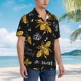 thumbnail image 6 of Uemuo Hohey Bee Golden Embroidery Printed Regular Fit Short Sleeve Casual Hawaiian Shirt for Men,Aloha shirt,Tropical shirt,Floral print shirt,Vacation Beach shirt-Large, 6 of 9