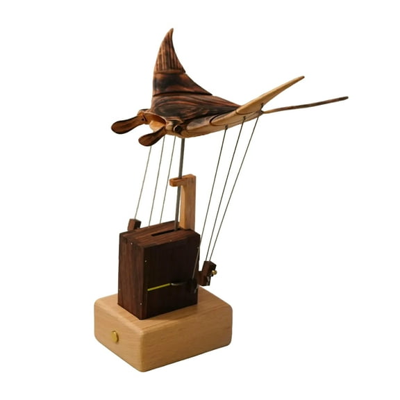 Wooden Bionic Manta Ray Marine Biological Dynamic Model, Desktop Relaxation Decor (Finished Version)