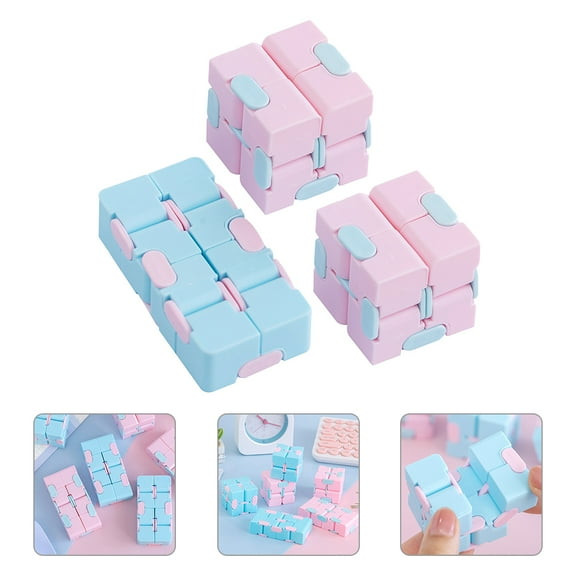 Niceauty 3Pcs Sensory Cube Assorted Color PP for and Stress Relieving During Travel and Waiting