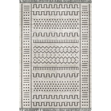 nuLOOM Cora Tribal Indoor/Outdoor Area Rug, 10' x 14', Light Gray