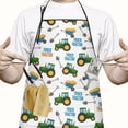 thumbnail image 2 of Cartoon Tractors Wheelbarrows White Pattern Apron-Garden Aprons for Women with Pockets-Cotton Linen Waterproof Kitchen Cooking Gardening Aprons Adjustable for Kitchen,Cooking,BBQ and Salon 33x27 Inch, 2 of 7
