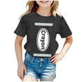 thumbnail image 2 of Girls T Shirts Short Sleeve Crewneck Casual Crayon Graphic Tshirts Kids Back to School Shirt 3-16 Years, 2 of 5