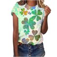 thumbnail image 1 of Amzcrzy Womens Tops Mode Imprimé Trèfle T-Shirt de la Saint-Patrick Col Rond T-Shirts de la Saint-Patrick Décontractés Tendance Manches Courtes Hauts pour Femme, 1 of 5