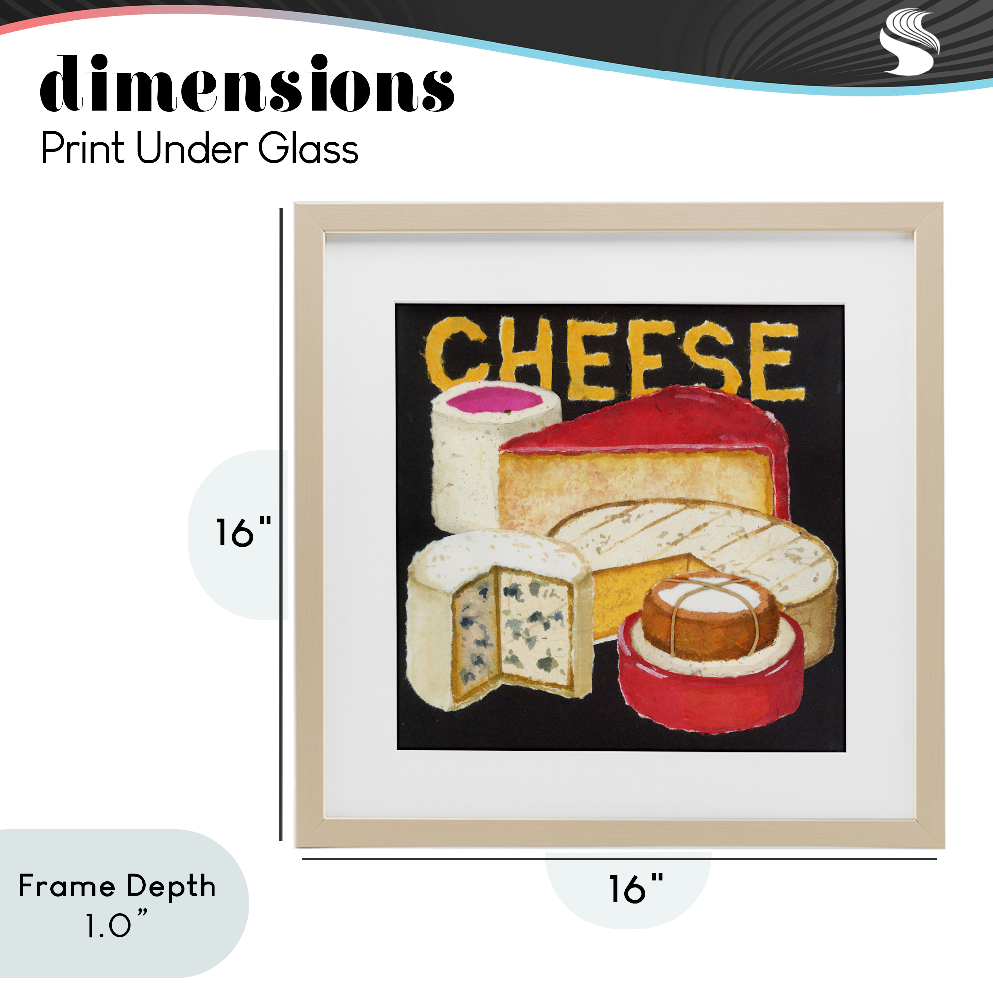 Stupell Industries Assorted Cheese Wheels Birch Framed Print Under Glass, design by Nancy Overton